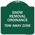 Signmission Snow Emergency Route Tow Away Zone W/ Graphic, Green & White Aluminum Sign, 18" x 18", GW-1818-22887 A-DES-GW-1818-22887